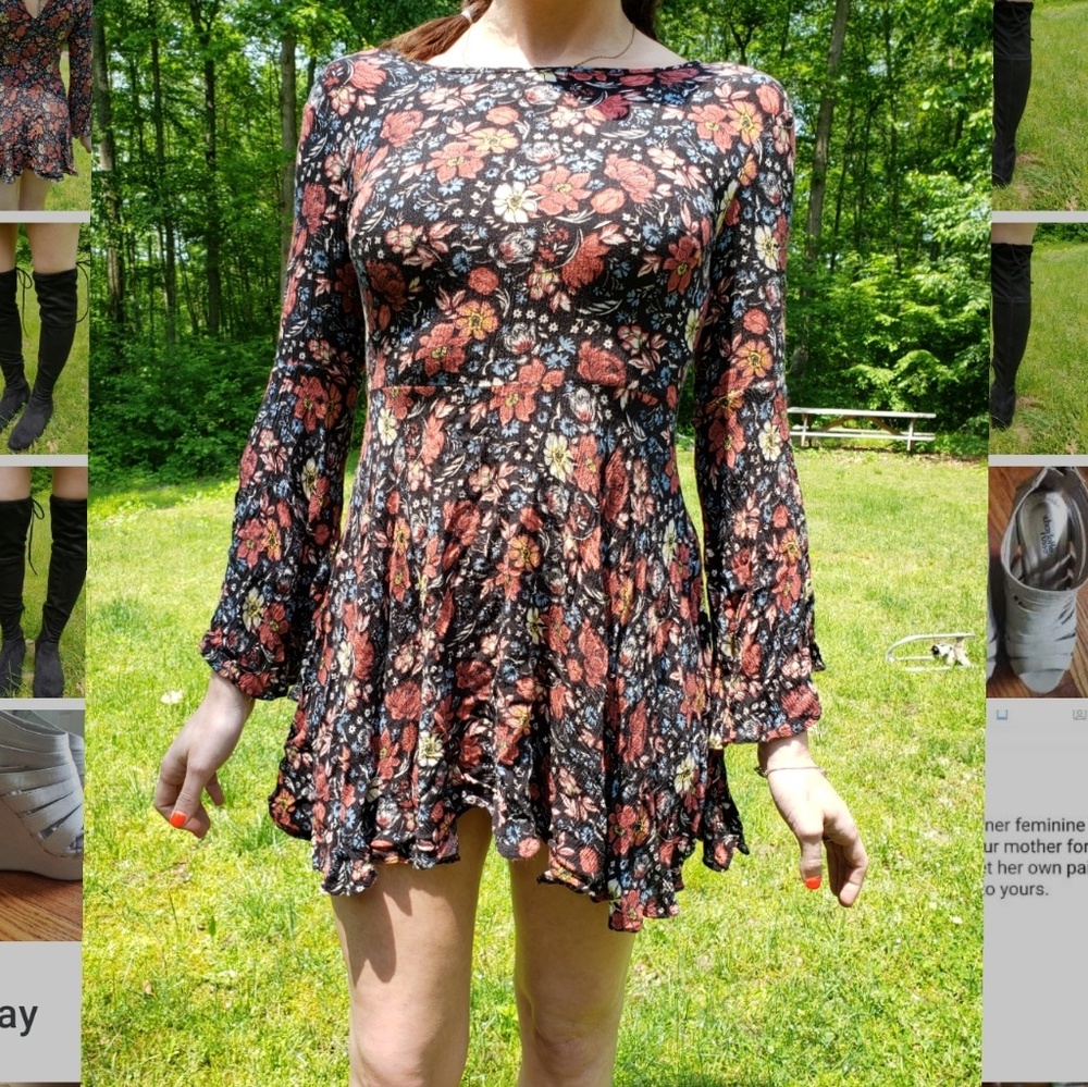 American Eagle floral bell sleeve dress size XXS